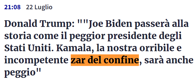 Donald Trump: “Joe Biden passerà alla storia come il peggior presidente degli Stati Uniti. Kamala, la nostra orribile e incompetente zar del confine, sarà anche peggio”