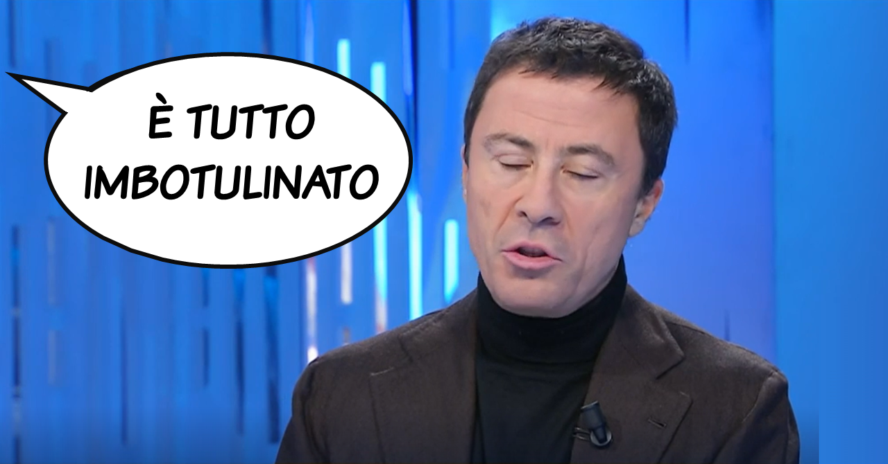 foto di politico italiano con fumetto che indica commento con parole “È tutto imbotulinato!”